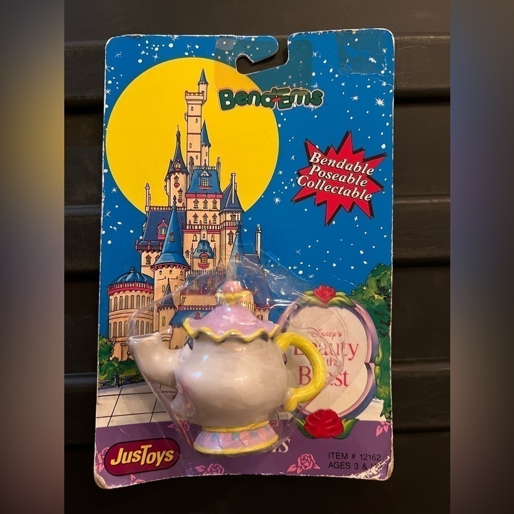 Vintage 1992 JusToys #12162 Disney’s Beauty & The Beast Bend-Ems Mrs. Potts